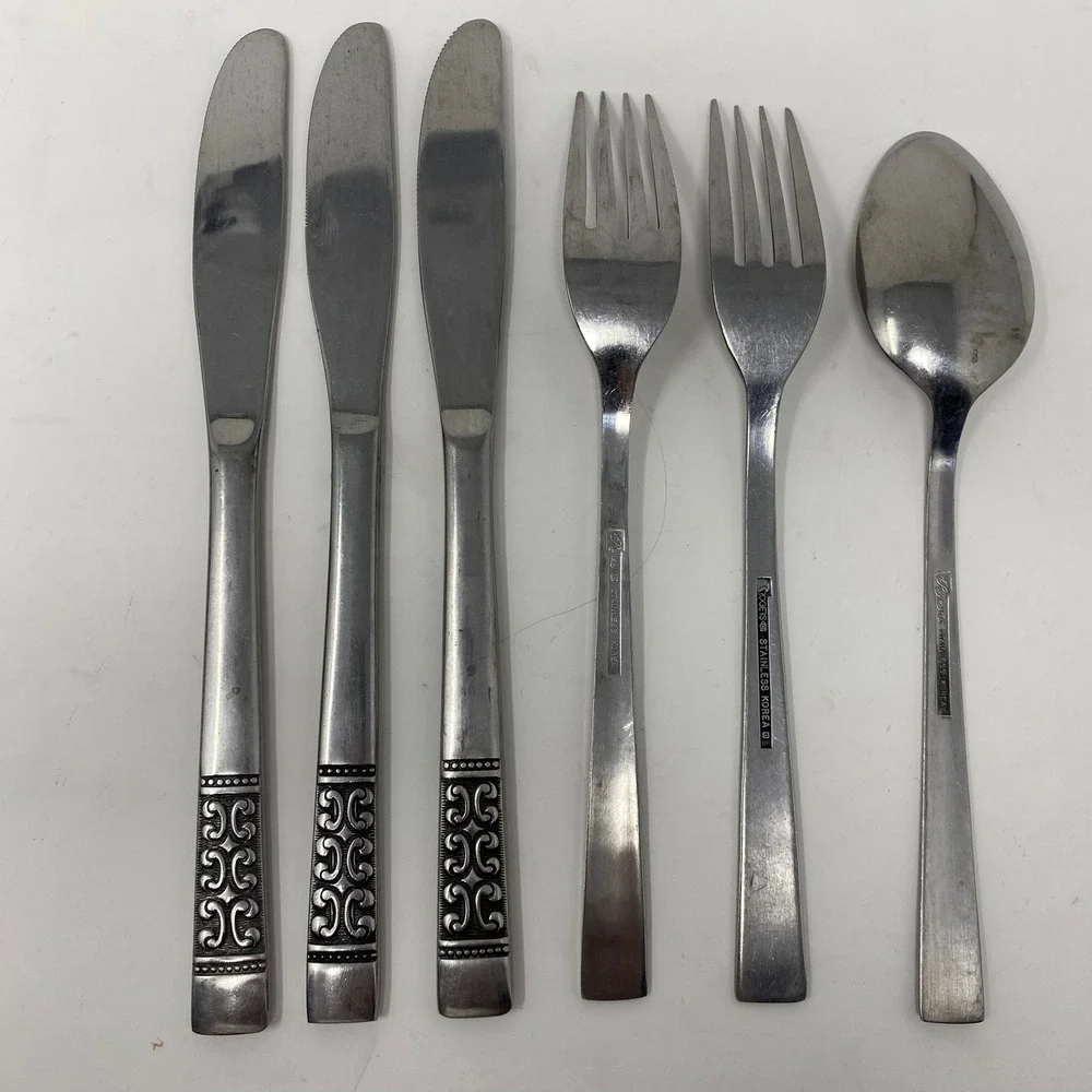 Vtg‎ 70's 6- Rogers Co Casa Vista Stainless Flatware MCM Korea Stanley Roberts